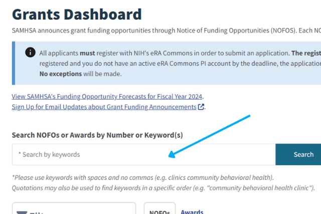 Grants Dashboard example